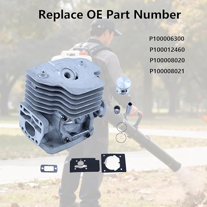P100006300 Cylinder Piston Kit for Echo PB-8010H PB-8010T PB-9010T PB-9010H for Shindaiwa EB810 EB810RT EB910 EB910RT Backpack Blowers with Gasket Replace P100012460 P100008020 P100008021