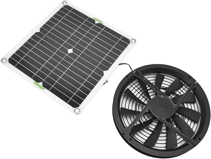 Solar Panel Fan Kit 100W 12V Waterproof Solar Exhaust Fan Portable Ventilator with Metal Protection Mesh Solar Powered Exhaust Fan for Chicken Coops Greenhouses Sheds Pet Houses Window Exhaust