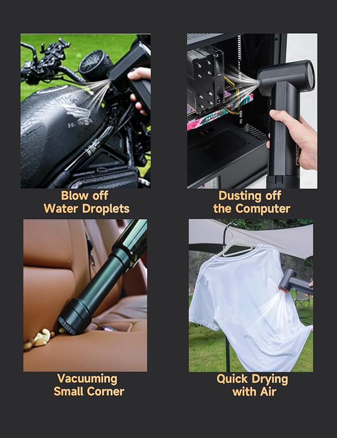 Jet Fan MAX - KiCA Jetfan Car Air Blower and Vacuum Turbo FanElectric Cordless Strong Blower 85000 RMP for Car Window Snow/Leaf ClearingDry MotocycleComputer Dust RemoveOutdootsLong Battery Life