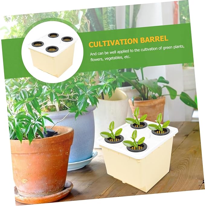 4holes Soilless Cultivation Plastic Hydroponic Planting Container for Balcony Garden Greenhouse and Home Gardening for Vegetables Fruits and Flowers