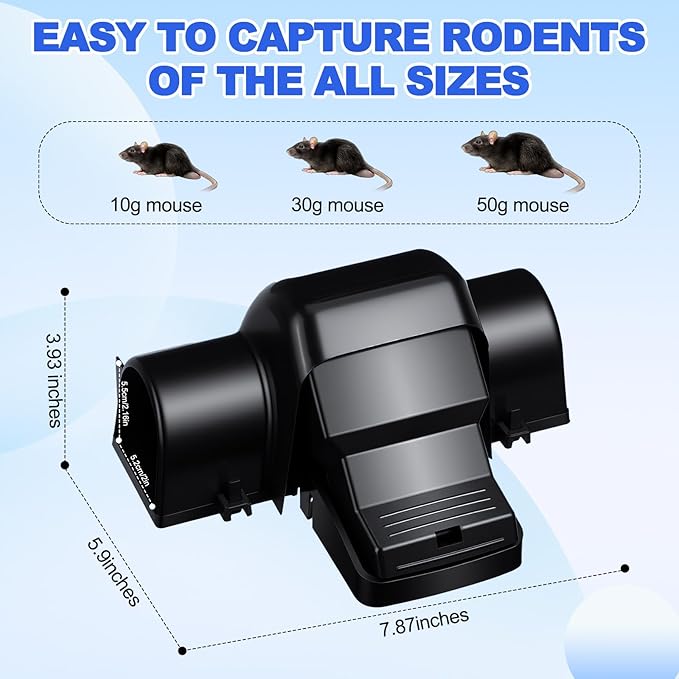 Qualirey 4 Pcs Rat Traps Extra Large Dual Entry Rat and Chipmunk Traps Covered Tunnel Snap Trap Heavy Duty for Indoor Outdoor Garden Basement Yard Rats Mice Chipmunks Set up and Reusable