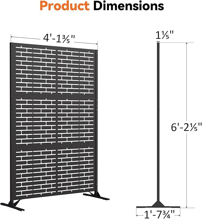 Modern Shade 4x6 FT Metal Privacy Screen with Artistic Modular Designs Decorative Patio Privacy Fence &amp Garden Divider Freestanding Outdoor Metal Fence Panel Weather-Resistant (Urban Block)