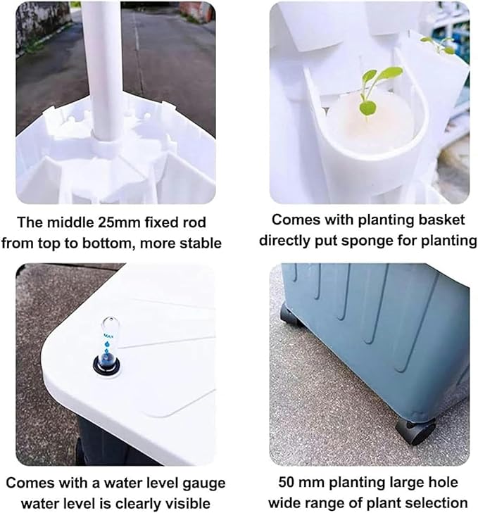 Hydroponics Tower Hydroponic Culture System Cultivation Kit Aquaponic Sowed System for Fruits and Vegetables with Moisturizing Pump Adapter Sowing Bed and Network Packages