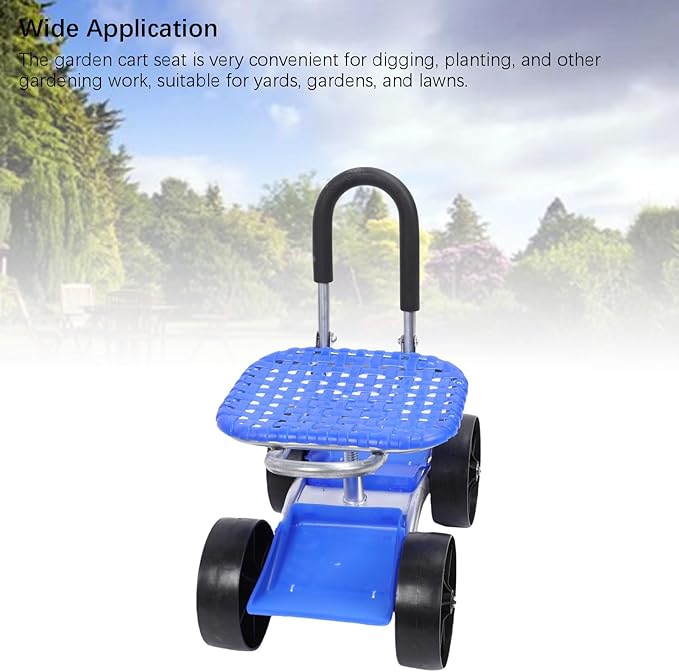 POCREATION Garden Cart Rolling Work Seat 360 Degree Swivel Height Adjustable with Storage Boxes and Wheels