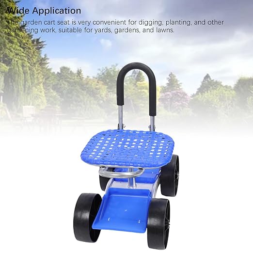 Garden Seat with Wheels Rolling Gardening Stool with Adjustable 360° Swivel Seat Ergonomic Backrest Outdoor Lawn Yard Rolling Work Seat for Gardening Planting Digging