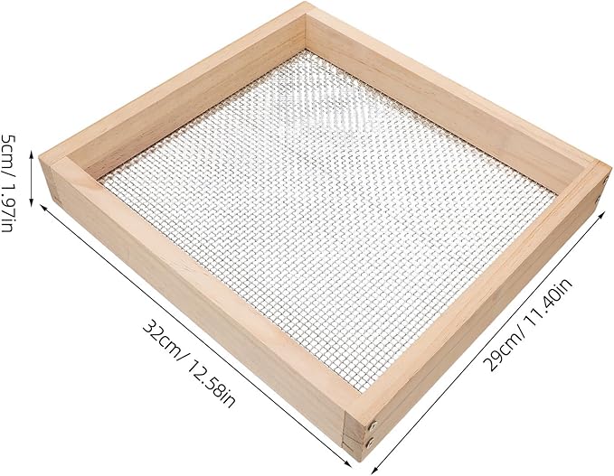 Soil Sifter Wide Size (12. 6x11. 4inches) with 1/8 Inch Mesh Garden Sieve for Dirt Sand Rocks and Compost Mesh Screen