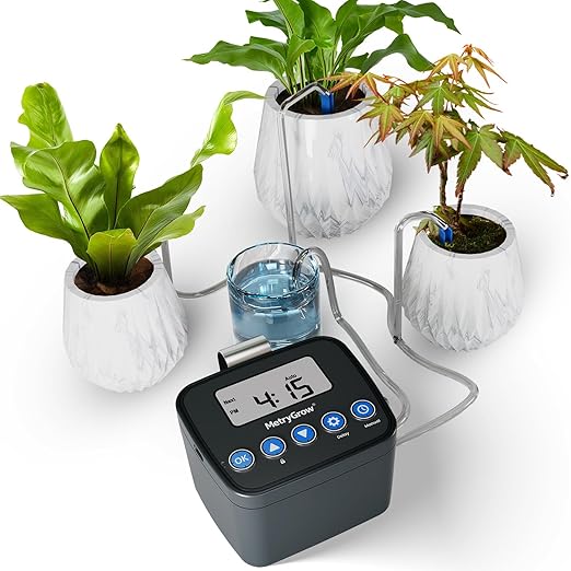 Automatic Watering System for Potted Plants Drip Irrigation Kit System Plant Self Watering Devices for Office Patio Greenhouse GrowTent with Programmable Water Timer（Black