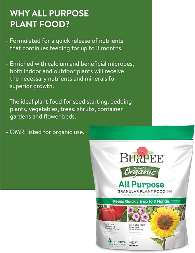 Burpee 4-Lb Organic Plant Food &amp 9-Quart Premium Potting Soil Mix for Vegetable Flower &amp Herb Garden
