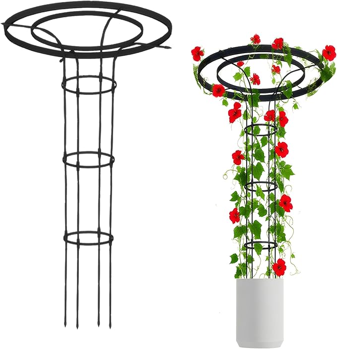 Garden Trellis for Climbing Plants Outdoor 4.6FT Tall Metal Obelisk Trellis 55.1 Umbrella Trellis for Potted Plants Mushroom Top Trellises for Vines Rose Clematis Pea Bean Tomato