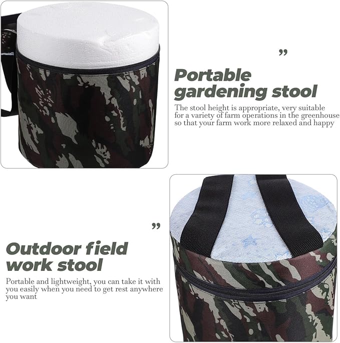 Uonlytech Portable Garden Stool for Weeding and Farming with Tool Pouch 25cm High Lightweight Foam Workseat for Outdoor Gardening and Travel Random Style