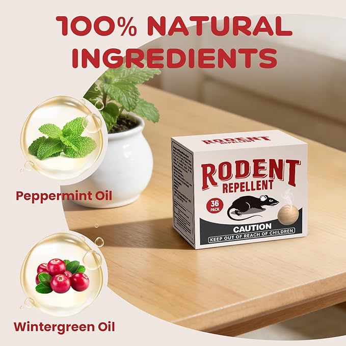 Rodent Repellent 34 Balls Mouse Repellent Indoor for House Car &amp Garage – Safe &amp Natural Peppermint Oil Moth Balls for Rodents Rat &amp Mice Repellent for Home Office &amp Outdoors