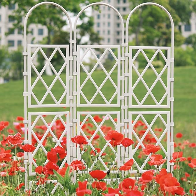 Garden Trellis for Climbing Plants Heavy Duty Plant Support Stake for Flower Vegetable Vine Rose Plants Outdoor(Color:WhiteSize:250 * 60cm/98.4 * 23.6in)