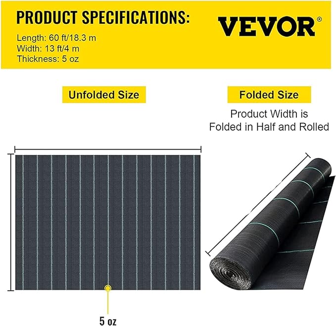 Weed Barrier Fabric PP Material Premium Garden Landscape Fabric for Flower Bed Yard Heavy Duty Ground Cover with Green Guide Strip Helps Align Plants Ultra Thick (Size : 0.9x100m/3x328ft)