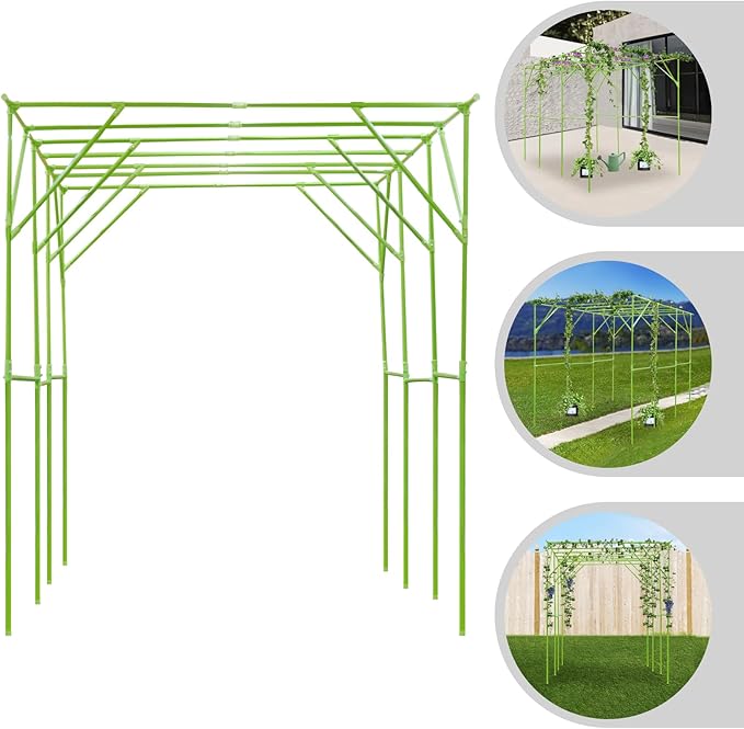 H Tall Grape Vine Trellis Garden Arch Trellis for Climbing Plants Outdoor Metal Walkway Arbor Pergola Support Rack Trellises for Vegetable Fruit Cucumber Pea Bean Vineyard 118x79x90 (Green)