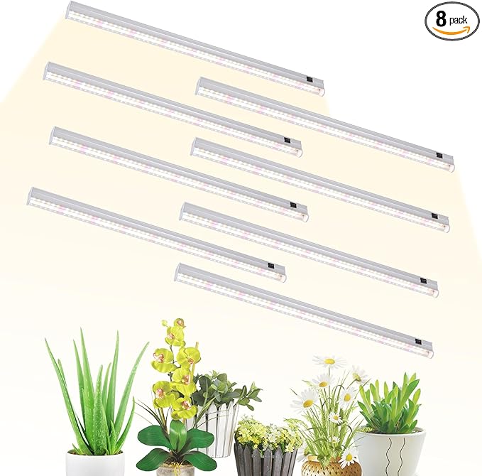 T5 Grow Lights 2FT 120W (8×15W 1000W Equivalent) Full Spectrum Grow Lights for Indoor Plants 4000K Plug and Play Easy to Install for Greenhouse &amp Plant Shelves (8 Pack)