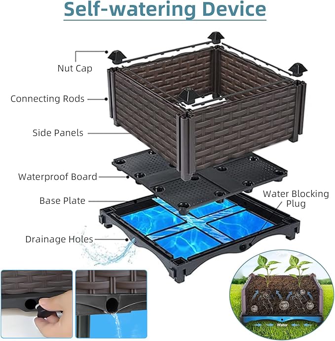 Large Raised Planter Box Outdoor Self Watering 94.4x15.7x14.2 Deep Raised Garden Bed - Elevated Garden Box with Drainage Plug Rectangular Garden Planter Perfect for Patio Balcony Deck
