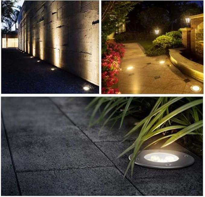 IP66 Waterproof Recessed Outdoor Ground Lights - 4 Pack Round Landscape Spotlights for Garden Pathway Deck and Step Lighting - AC85-265V Embedded Design (RGB 24W)