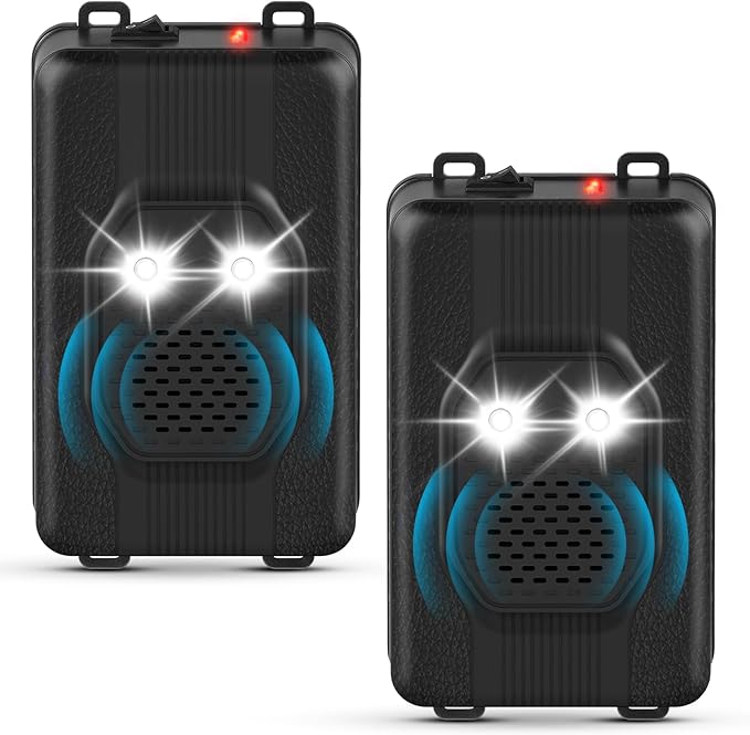2 Pack Rodent Repellent for Car EnginesMouse Repellent for Cars Engine LED Light Deterrence and Ultrasonic Repellent Plug in&ampBattery Powered Suitable for Cars Garages Warehouses