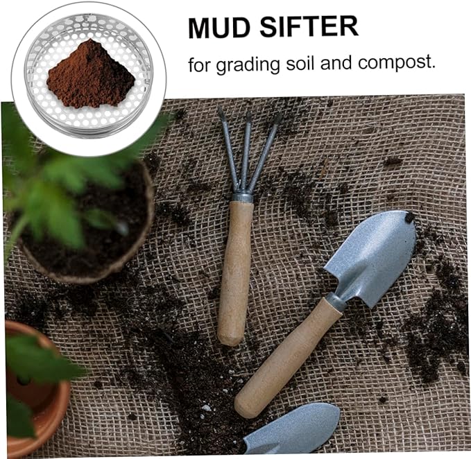 2pcs Garden Sifting Tool Stainless Steel Soil Sieve Manual Soil Sieve for Gardening