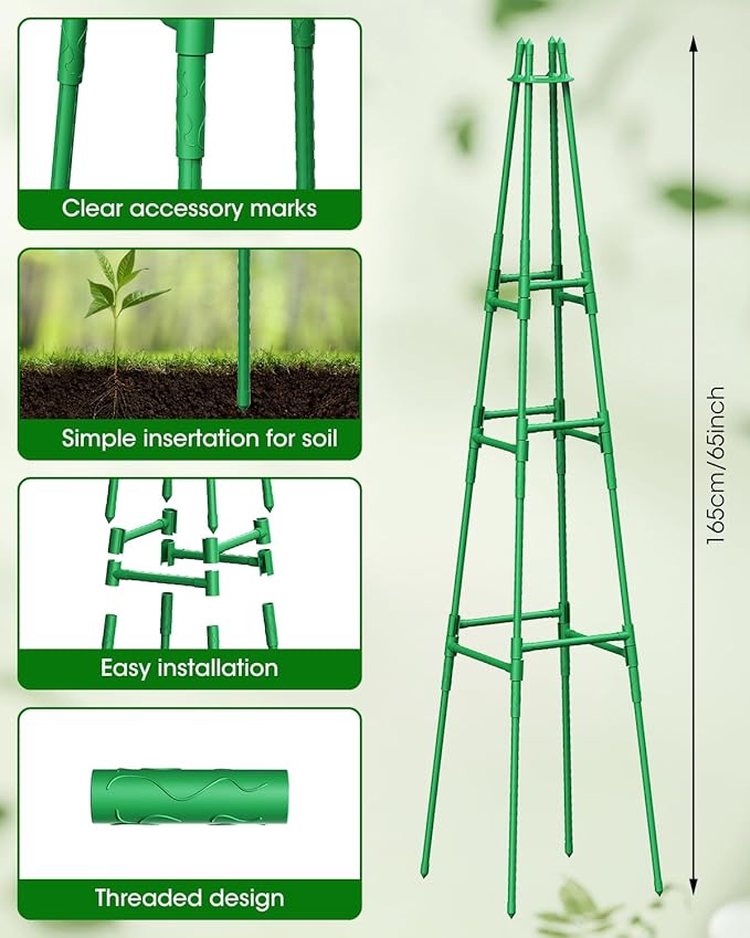 2 Pack Garden Trellis for Climbing Plants Outdoor 6FT Plant Trellis Support for Climbing Vine Plant Support Tower Cages Plastic Coated Metal Pipe Supports for Outdoor IndoorTomato cage