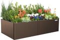 Vego garden Modern Raised Garden Bed 17 Tall 42 x 83 Heavy Large Metal Planter Box for Trees Plants Flowers Double-Walled Steel Planters for Commercial Residential Patio Umber Brown