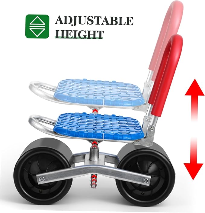 Garden Stool Wheels Height Adjustable Rotating Gardening Seat Portable Folding Garden Chair for Outdoor Planting and Trimming Heavy-Duty Gardening Supplies