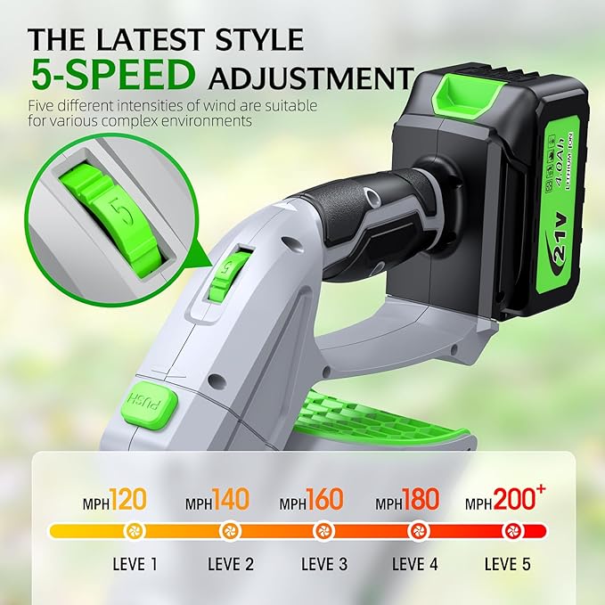 Comchoi Electric Leaf Blower Cordless 900000 RPM 2 x 4.0Ah Batteries &amp Charger Handheld Leaf Blowers for Lawn Care 5 Speed Mode Portable Lightweight Grass Blower for Yard Patio &amp Outdoo