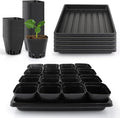 80Pcs 2.5inch Square Nursery Pots with 5Pcs Seed Starting Trays Seed Starter Tray Kit Seeds Starting Germination Seeding Pots with Drain Holes Small Plant Nursery Propagation