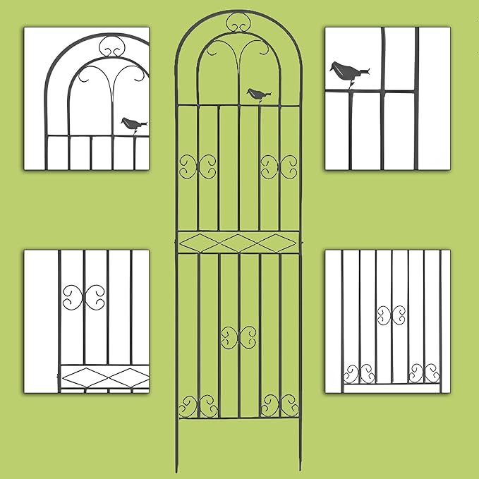Black Iron Garden Trellis Climbing Plant Trellis Freestanding Metal Fence Screen Plant Trellis Metal Garden Climbing Frame 71x20″ Suitable for All Types of Climbing Plants (Color : Black Size