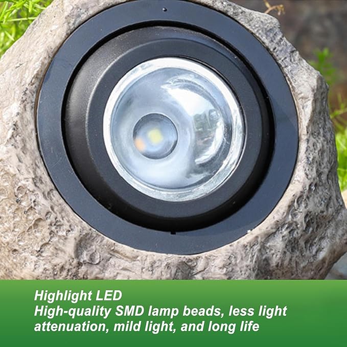 Solar Spotlight – Outdoor Rock LED Spot Lights Decorativesolar Garden Lighting Warm Garden Stone Light Durable Waterproof Construction Energy Efficient Design Compact Installation |Solar Light