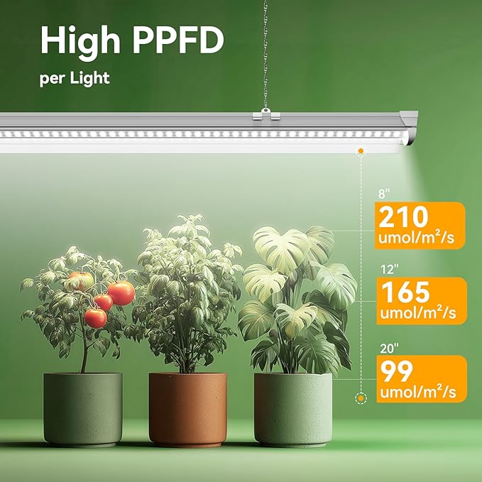 4FT Grow Lights for Indoor PlantsT8 5000K Full Spectrum Plant Light540W(12 x 45W)LED Grow Light Strips with Timer Aluminum ReflectorLinkablePlant Growing Lamp Fixture for Greenhouse Indoor 12pcs