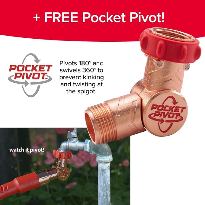 Pocket Hose 100 FT Copper Head Expandable Garden Hose with Pocket Pivot No Tangles AS SEEN ON TV 360° Swivel Tri-Tex Tubing Force Field Jacket Lead-Free No-Kink Anti-Burst w/APT