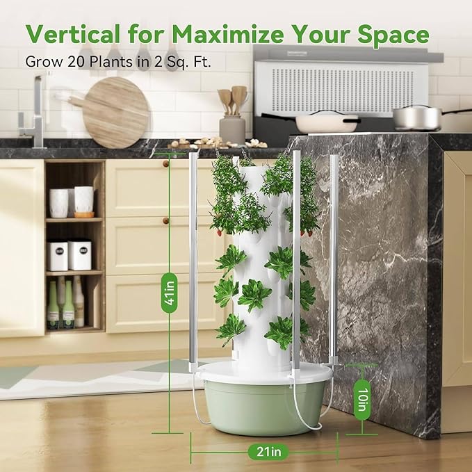 Hydroponics Growing System Tower Hydroponics Tower Garden Growing System for Home Garden Vertical Planter with LED Light Tower Hydroponics System for Herbs and Vegetables5-Layer