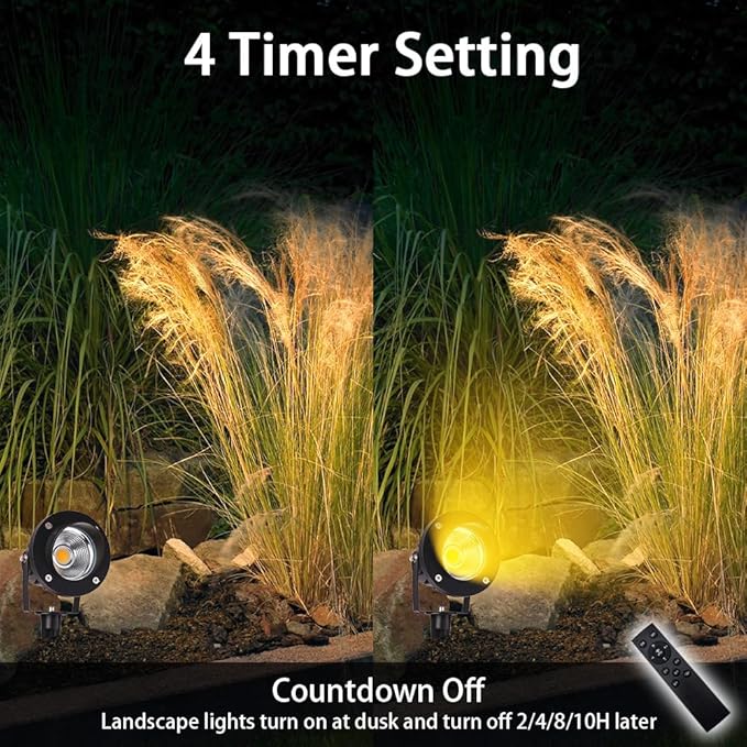 LED Outdoor Spot Lights120V Landscape Lighting Outdoor Spotlight With Plug Cord  2700K-6500K Stepless Dimmable Landscape Light with Timer and Remote for Yard Garden Pathway flag (20W Pack 4)