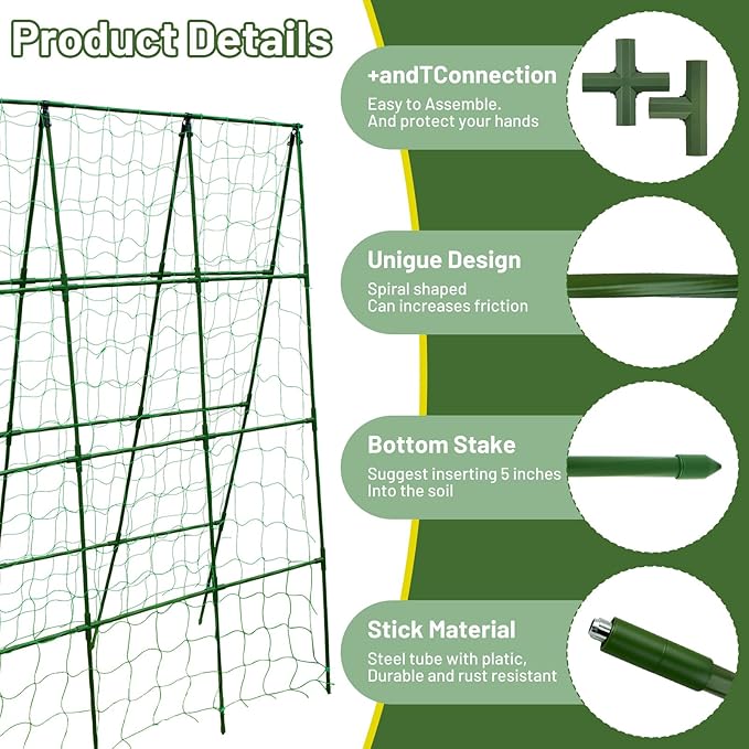 Large A-Frame Garden Trellis for Tomatoes Cucumbers &amp Heavy Climbing Plants - Rust-Resistant Heavy-Duty Steel Perfect for Outdoor Gardens &amp Vertical Gardening(47 W x 63 H)