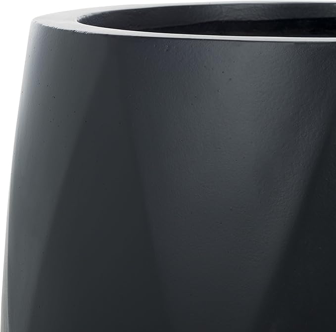 SAFAVIEH Outdoor Collection Kane Black Cement Ficonstone Planter Pot Set of 2