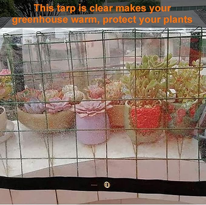 Transparent Tarp Waterproof 23x26ft Tarps Cover Sheet Heavy Duty Tarpaulin Cover Waterproof Clear Tarpaulin with Grommets - for Garden Canopy Balcony Tent Boat