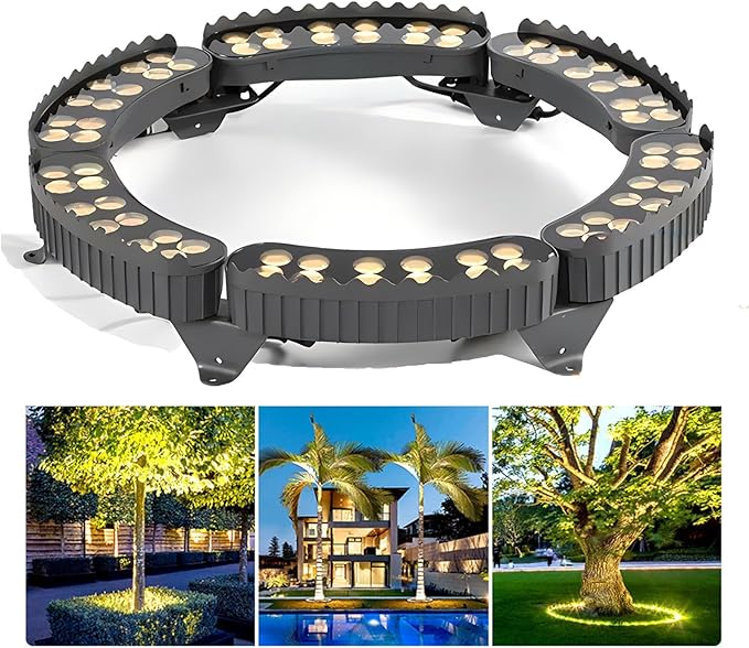 Outdoor Landscape Spotlights Small LED Ring Tree Light Garden Lighting for Courtyards Driveways Park Lawn(Warm White LightPack of 6)