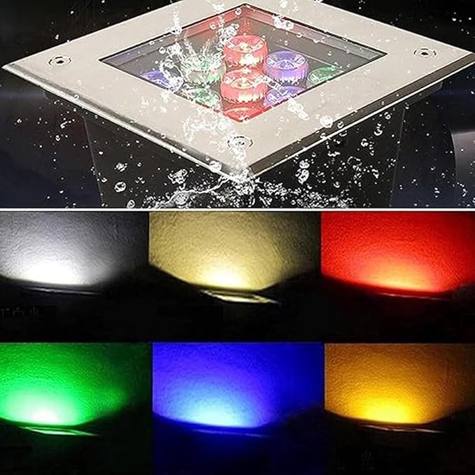 Ground LED Landscape Light AC85-265V Outdoor Buried Lights Square IP67 Waterproof Buried Light Outdoor Recessed Spotlight for Landscape Decoration Sidewalk Lighting(Green Light18W)