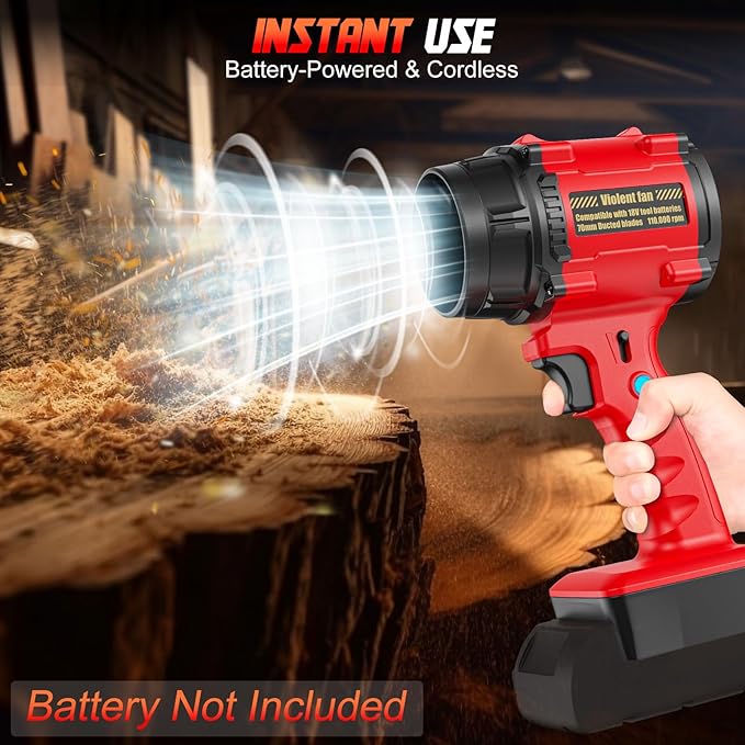 Rozlchar Electric Cordless Leaf Blower Compatible for Milwaukee 18V Batteries(No Battery) Variable Speed Handheld Turbo Blower with Powerful Motor Portable Dust/Snow Cleaner for Lawn Patio