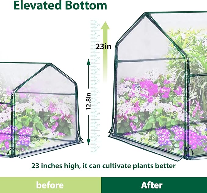 47.2 L × 23.6 W × 23.6 H Mini Greenhouse for Indoor OutdoorPortable Mini Greenhouse Heavy-Duty PE Plant Cover Tent  Tabletop Greenhouse for Small Plants Seedling Humidity Dome Green