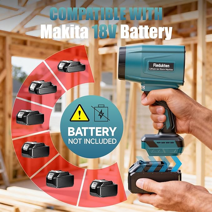 Cordless Leaf Blower Compatible with Makita 18V Battery (Tool Only) 800000 RPM Brushless Turbo Jet Blower up to 60m/s Airflow Lightweight 1.5 lbs Handheld Dust Cleaner for Patio Lawn &amp Garage