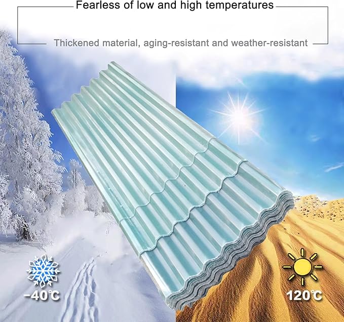 Corrugated Bitumen roof SheetInsulating Roofing Cladding1.2 Thick Clear Roofing PanelFRP Daylighting PanelsRain Awningfor Sunroom Carport GreenhouseCustomizable (35x79in)