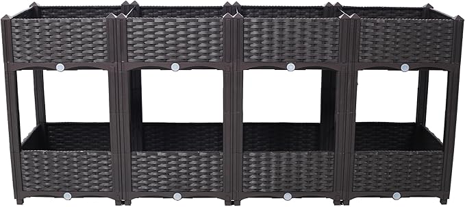 Planter Raised Beds Elevated Drainage Plug Raised for VegetableFlowerHerb Outdoor Standing Planter Beds Gardening KitBrown63x15.7x27.7 QB590