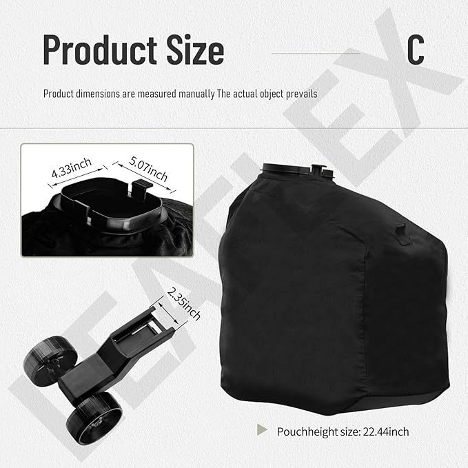 205110001 Leaf Vaccum Vac Attack Bag &amp 314148001 Wheel Assembly Compatible with Ryobi 40 Volt Cordless Leaf Vacuum Vac Attack RY40405 RY40505VNM Models
