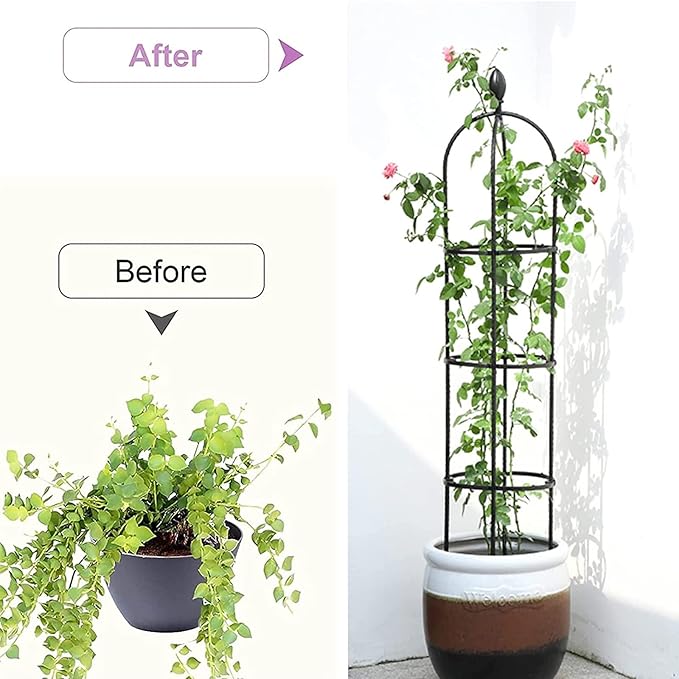 Garden Plant Supports Tower Obelisk Garden Trellis Plant Support Rack Plant Climbing Tower Frame Steel Garden Obelisk Flower Stand for Roses Climbing Plants25 * 120 cm