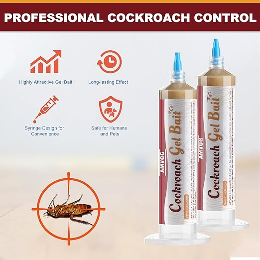 Indoor &amp Outdoor Cockroach Gel Bait - 4 Tubes Ready-to-Use Cockroach Control