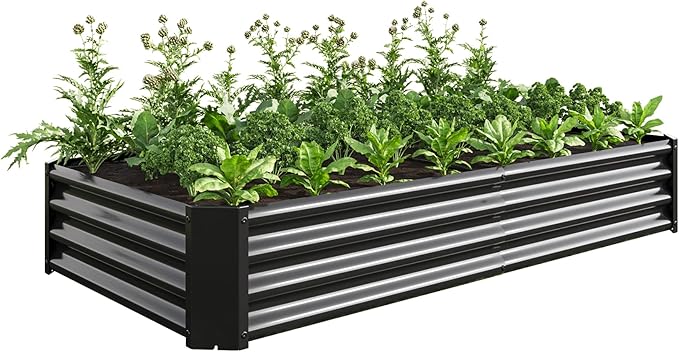 Galvanized Raised Garden Bed for VegetablesPlanter Raised Garden Boxes OutdoorMetal Raised Garden Beds Steel Kit for Vegetables Flower Herb Patio Black Rectangle