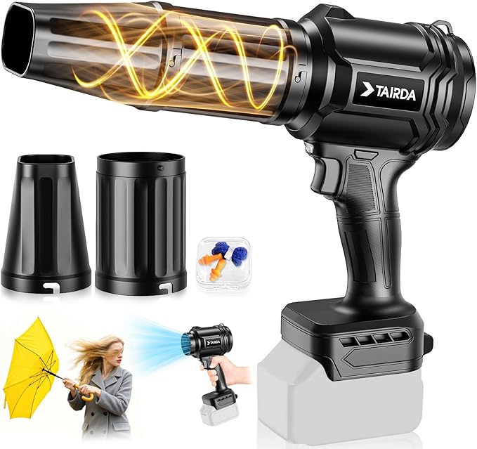 Brushless Cordless Leaf Blower Compatible for Dewalt 20V Battery(NO Battery) Mini Turbo Jet Blower With 2 Nozzles Lightweight &amp One-hand Use For Patio Garage Yard Snow Cleaning Car Dryer(Tool O