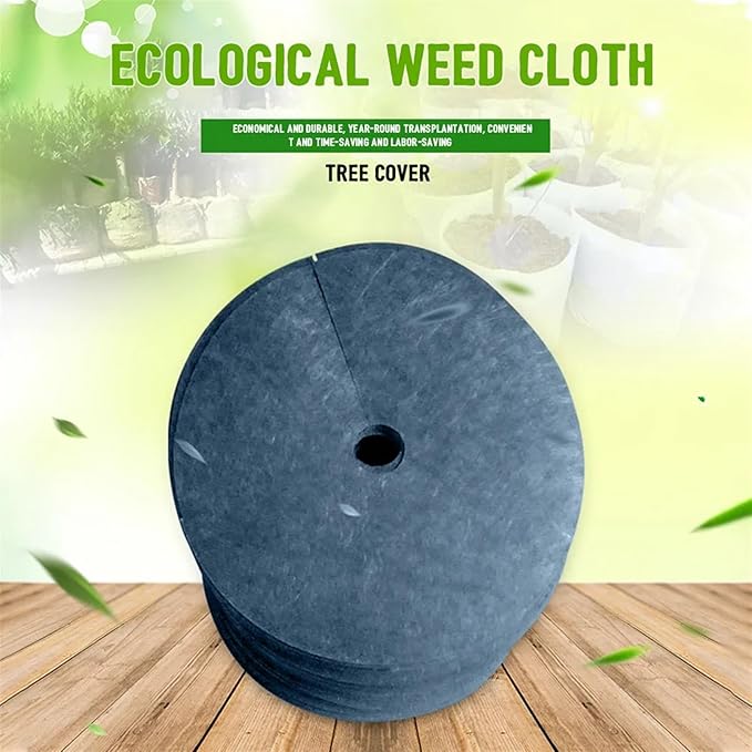 Non Woven Tree Mulch 10pcs Block Round Ground Cover Tree Weed Control Fabric Mulch Non Woven Barrier Mat Outdoor Garden(27x4cm)